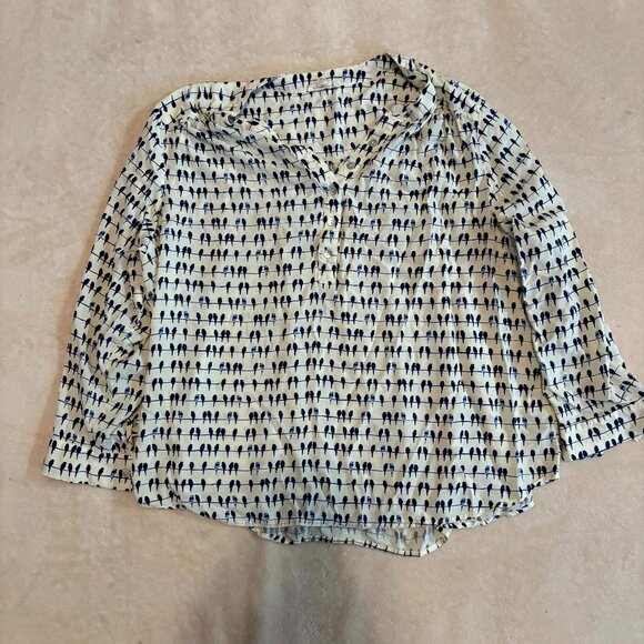 Jane and Delancey Tops - Jane & Delancey Bird Print Blouse – Women’s 2X Button Front Top